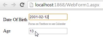 calculating age when dob entered manually
